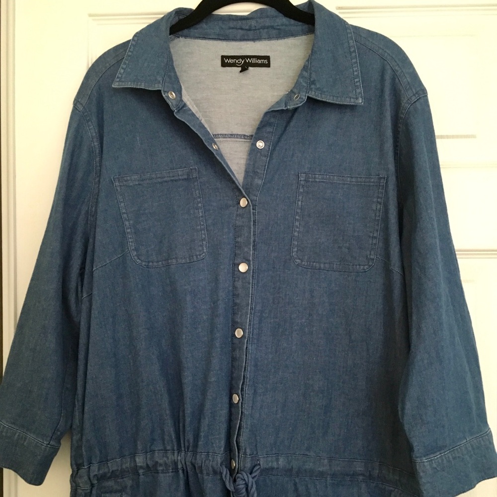 NWOT Wendy Williams 1x denim romper